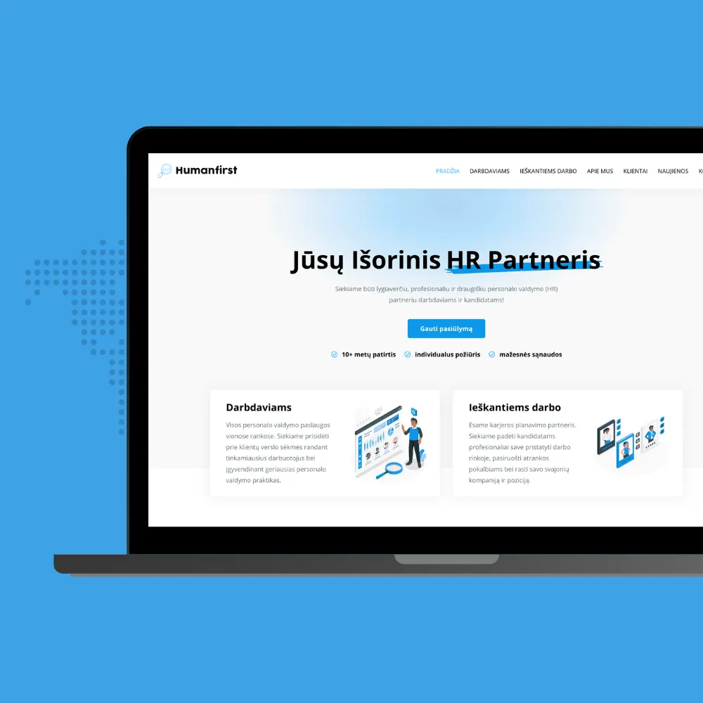 HumanFirst – svetainės ekrano nuotrauka
