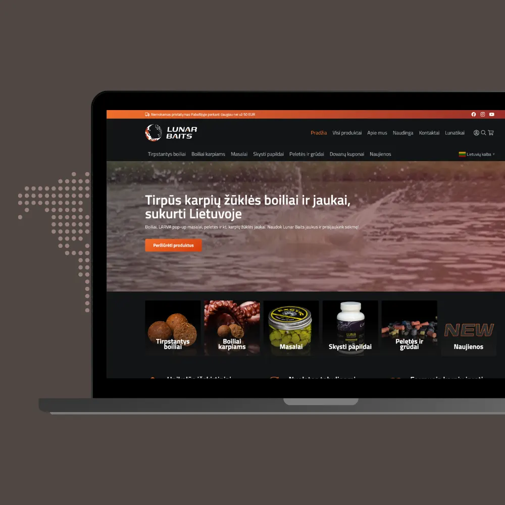 LunarBaits – svetainės ekrano nuotrauka