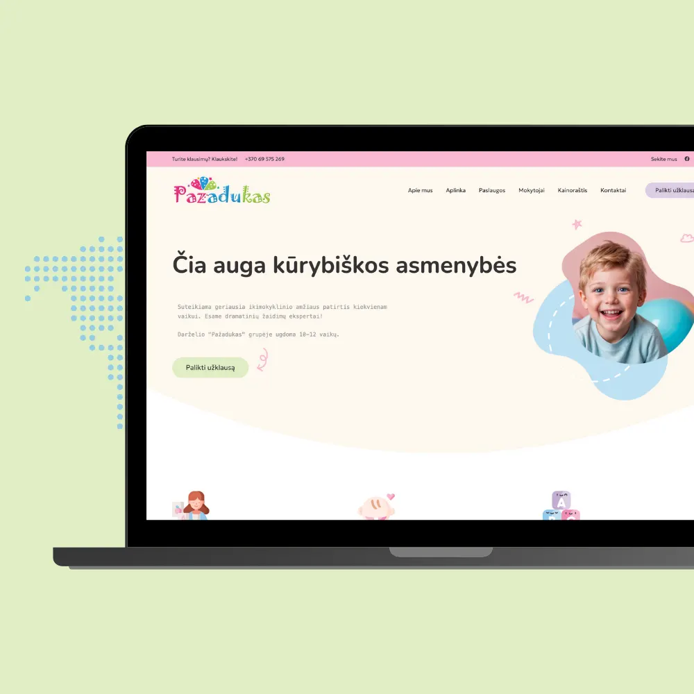 Pažadukas – svetainės ekrano nuotrauka