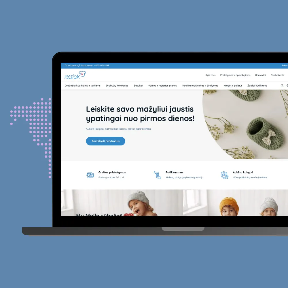 Nešiok – svetainės ekrano nuotrauka
