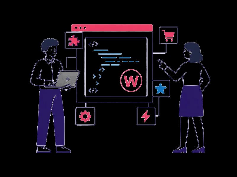 WordPress programavimo paslaugų iliustracija